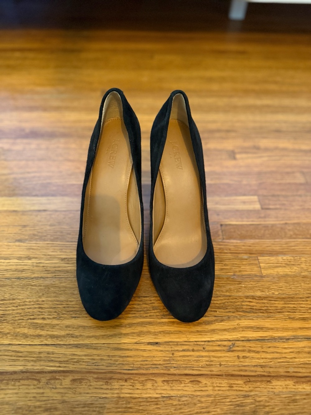 J. Crew Black Suede Rounded-Toe Pumps